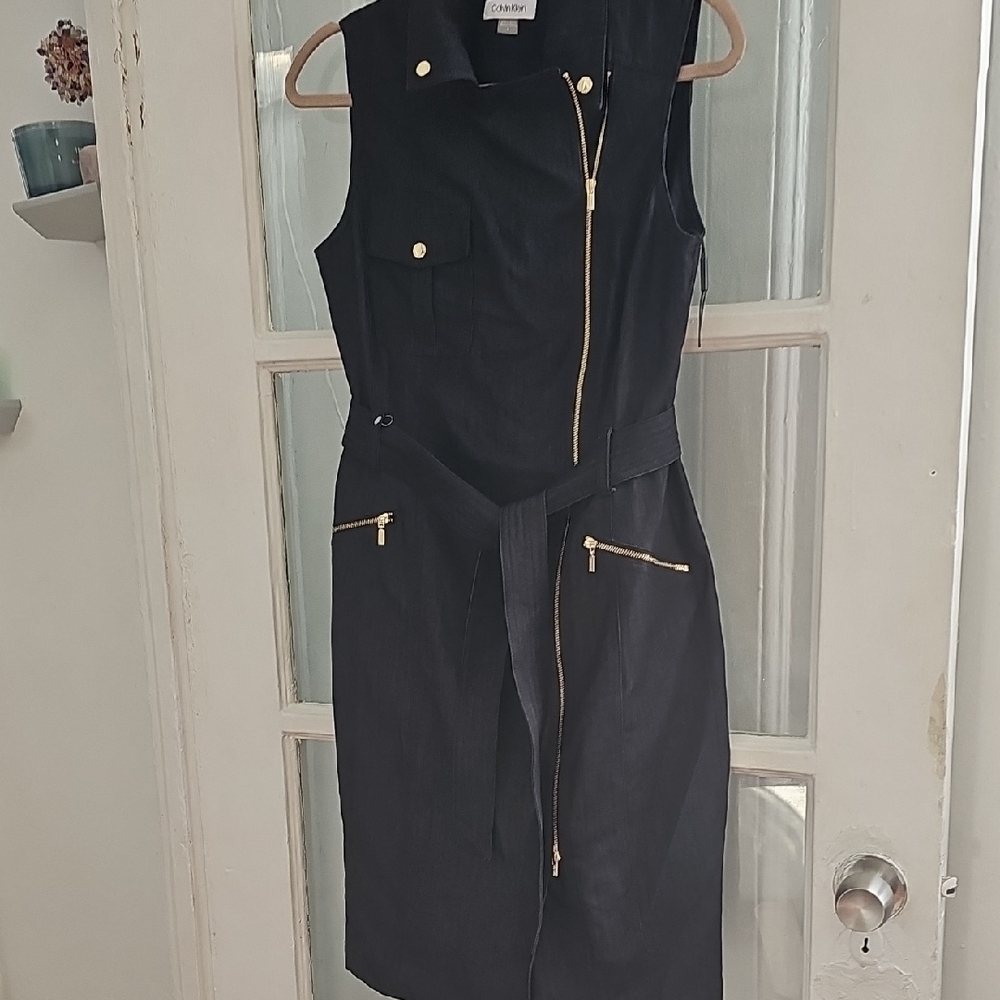 Calvin Klein Dress with Gold Zipper Details